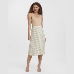 Vero Moda Karma midi skirt size L in green and white gingham